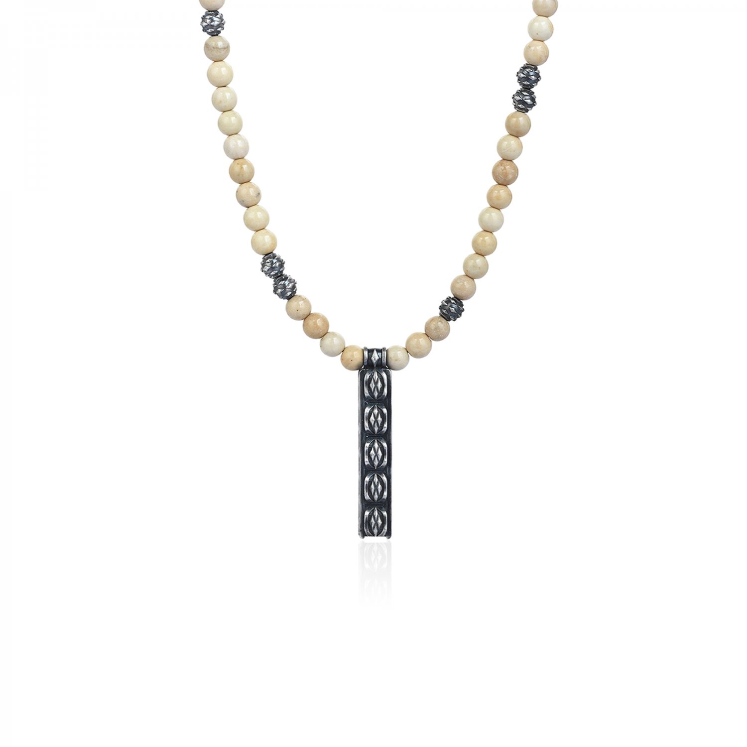 Cubic Style Beads Necklace with River Stone