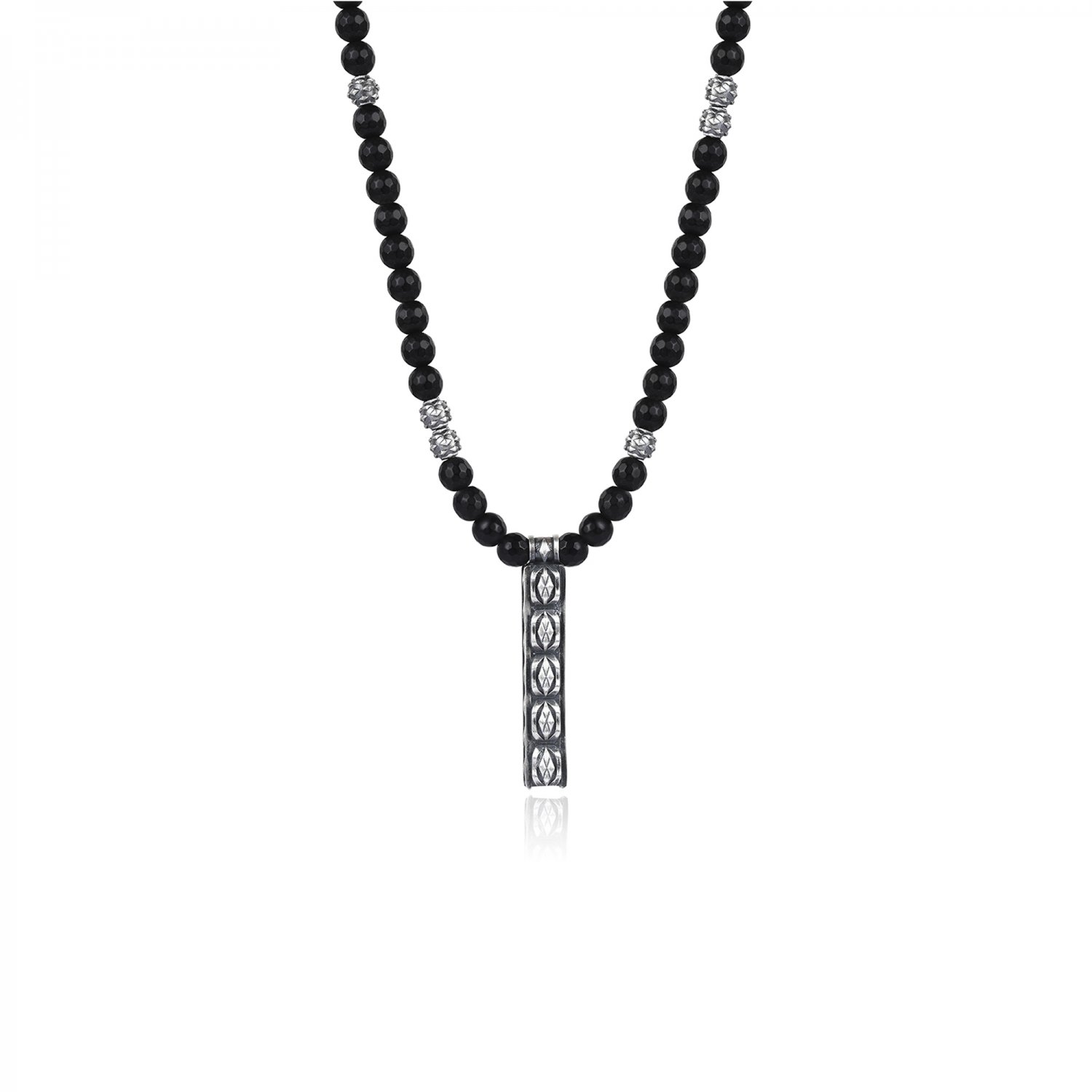 Cubic Style Beads Necklace with Black Frosted Agate