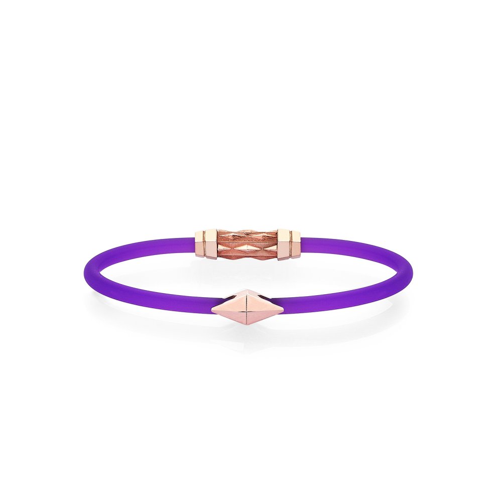 Purple Rubber Silver Diamondback Bracelet in Rose - for her