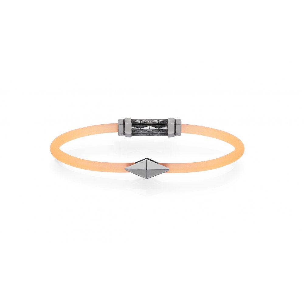 Orange Rubber 18K Gold Iconic Diamondback Bracelet in Black - for him